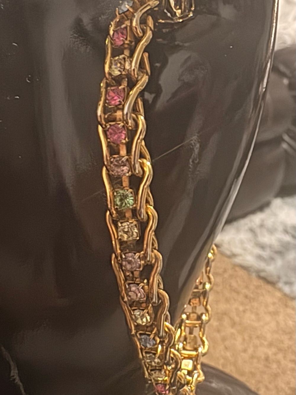 Gold-Tone Multicolor Crystal Link Necklace - Women Jewelry